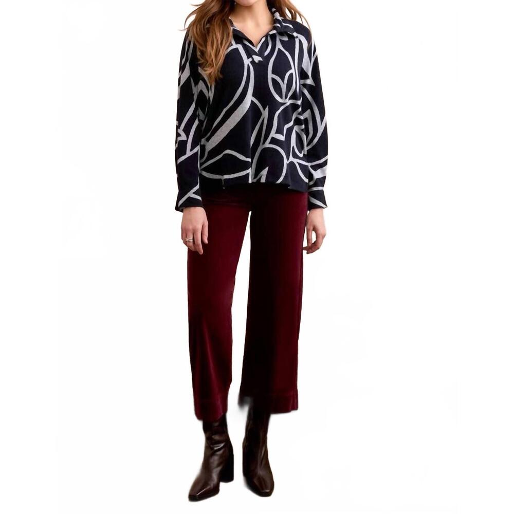 NEW TRIBAL super soft johnny collar top in grey mix